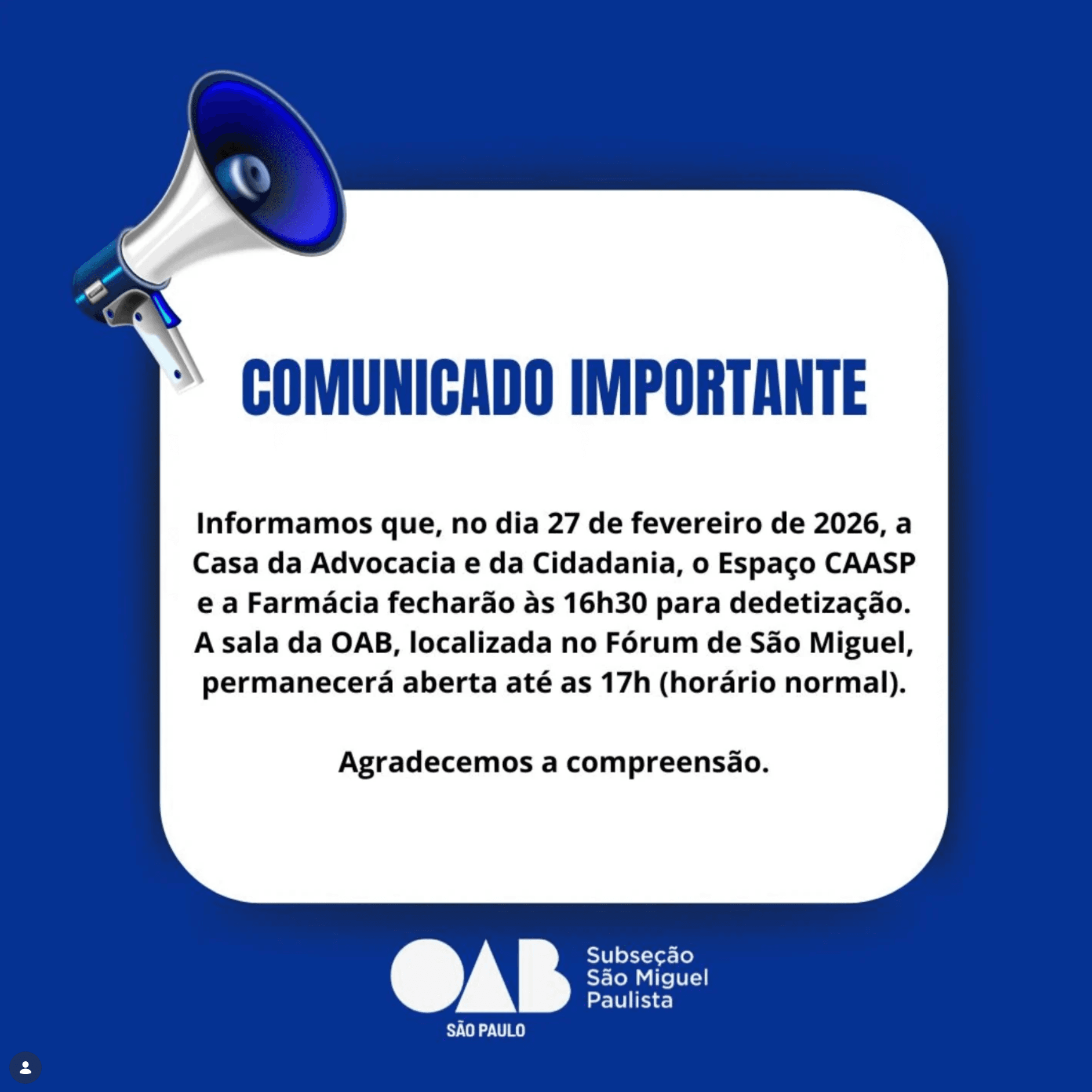 Comunicado: Detetização