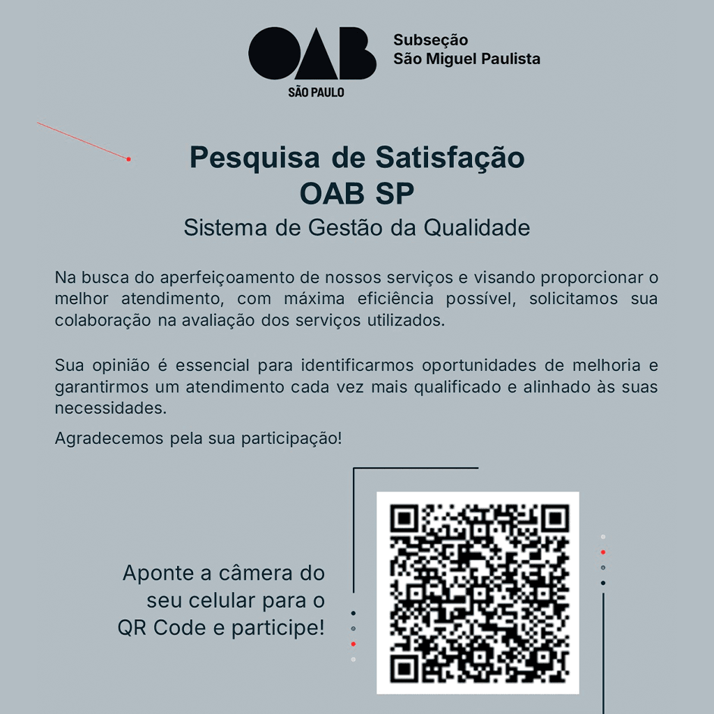 Pesquisa de Satisfação OAB SP: Sistema de Gestão da Qualidade (até 10/07)