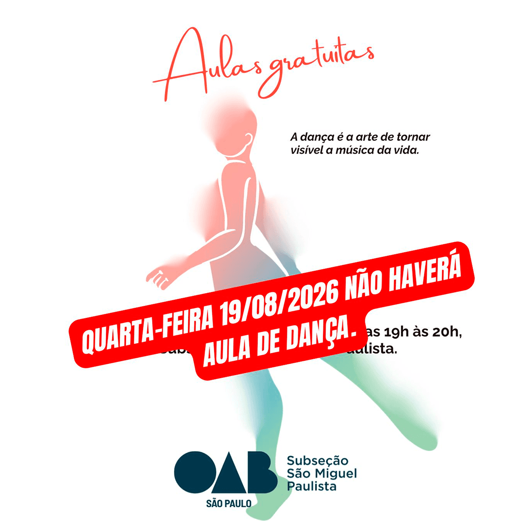 Atenção: quarta-feira 19/08!